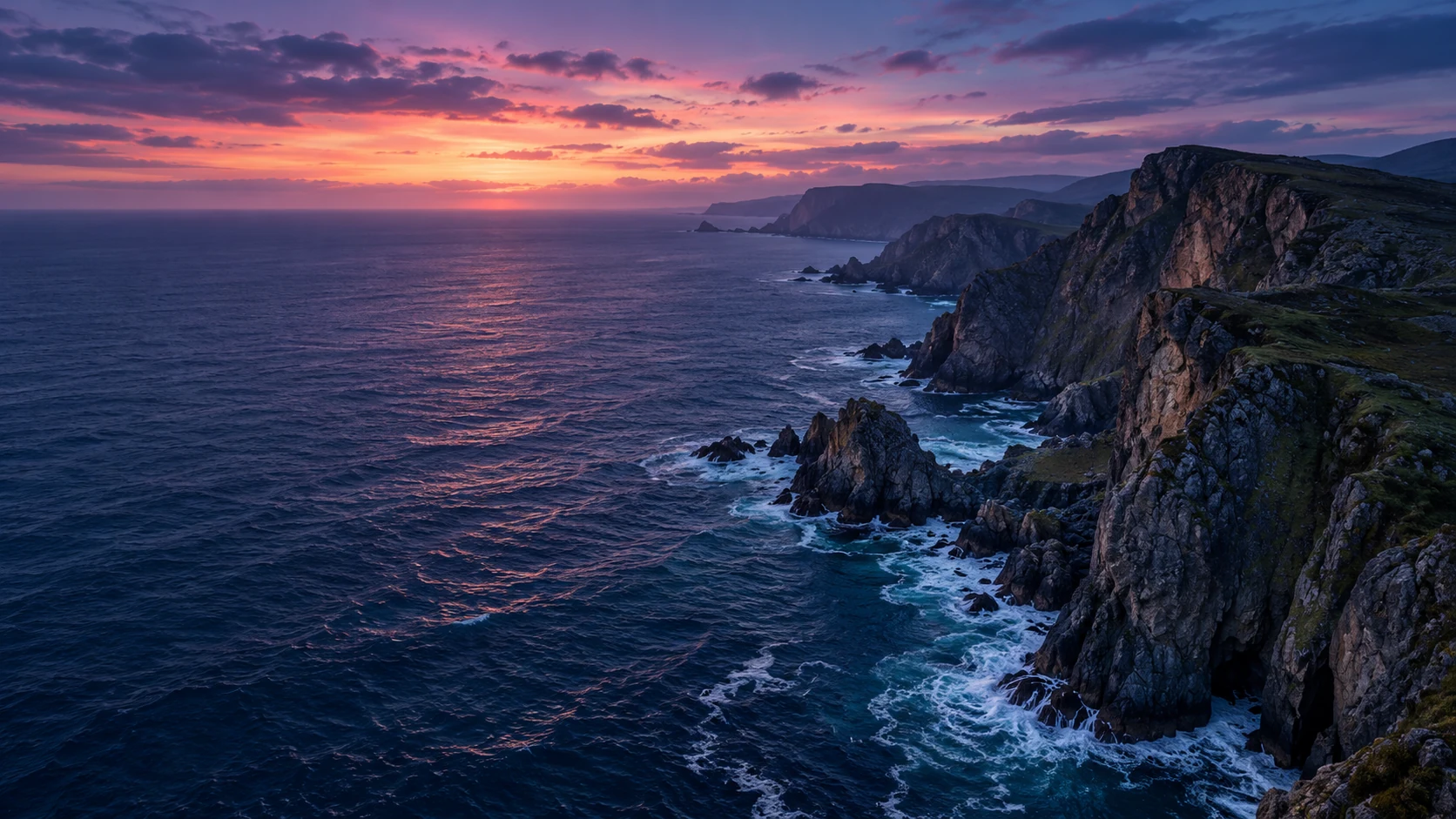 A coastal headland at twilight